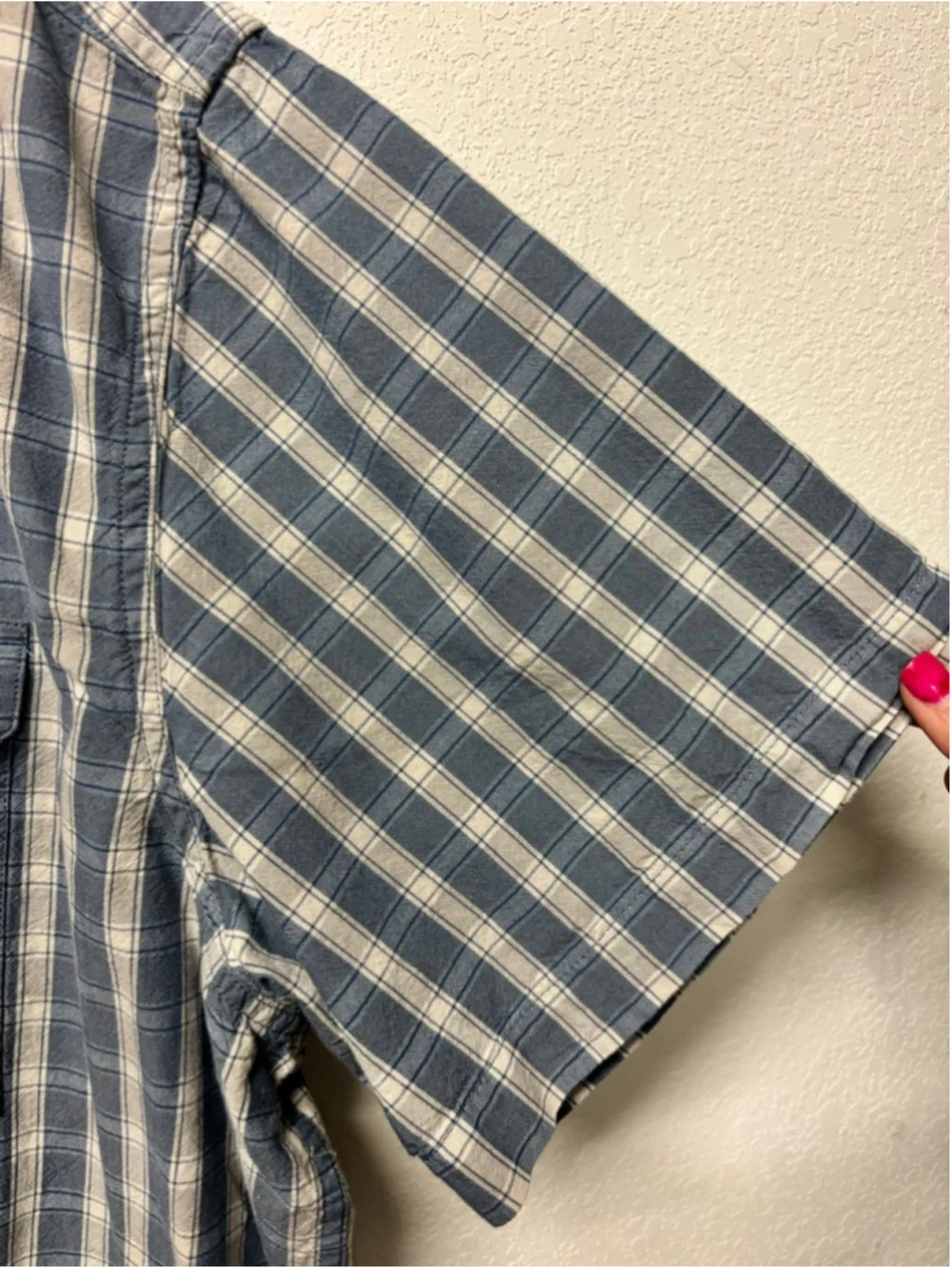 Carhartt Casual Button Down Shirt XXL Blue White Plaid 100% cotton loose fit